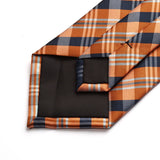 Plaid Tie Handkerchief Set - ORANGE/BLUE