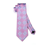 Men's Plaid Tie Handkerchief Set - C7-PINK