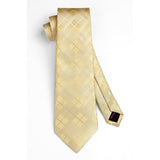 Men's Plaid Tie Handkerchief Set - CHAMPAGNE