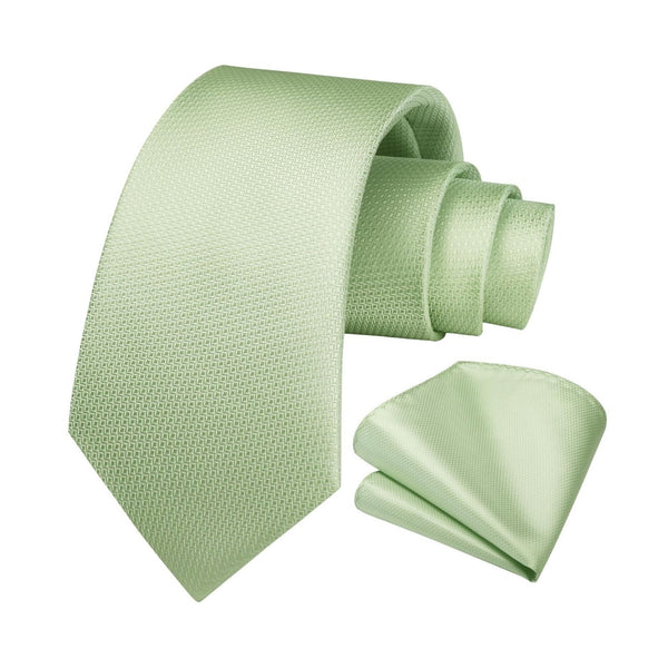 Houndstooth Tie Handkerchief Set - 02-SAGE GREEN