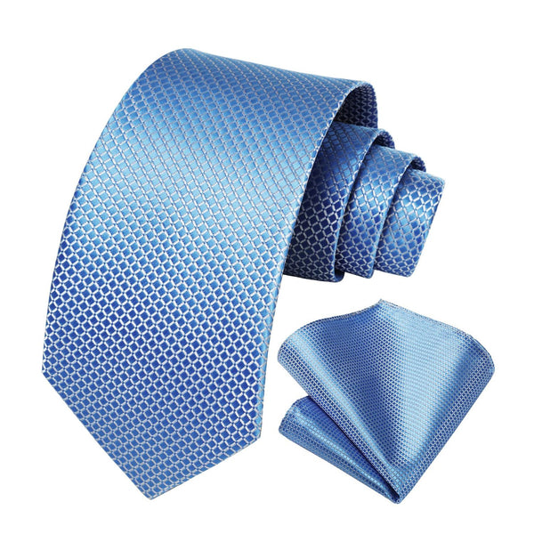 Plaid Tie Handkerchief Set - C6-BLUE