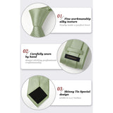Men's Plaid Tie Handkerchief Set - 022-SAGE GREEN