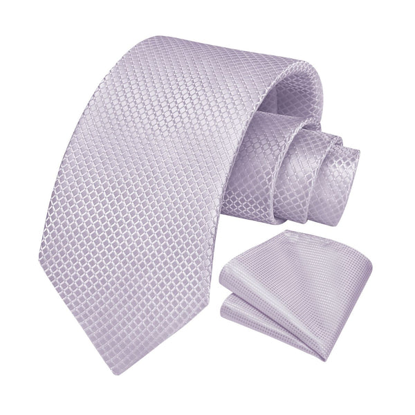 Men's Plaid Tie Handkerchief Set - 023-LAVENDER
