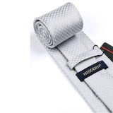 Plaid Tie Handkerchief Set - WHITE