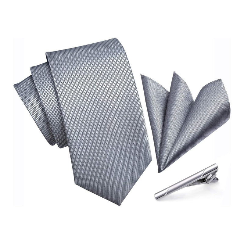 Plaid Tie Handkerchief Clip - 08 GREY