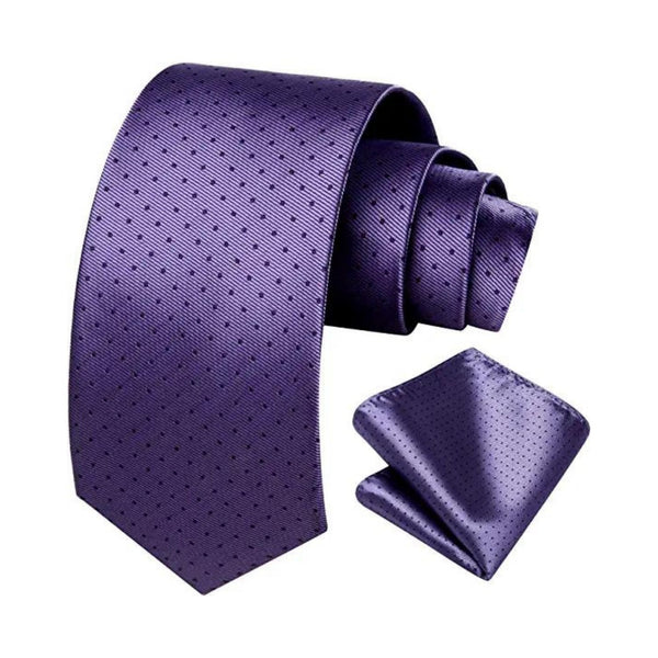 Polka Dot Tie Handkerchief Set - C-PURPLE 2