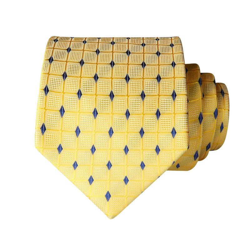 Plaid Tie Handkerchief Set - YELLOW