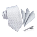 Plaid Tie Handkerchief Clip - 06 SILVER