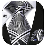 Plaid Tie Handkerchief Cufflinks - A1 - BLACK