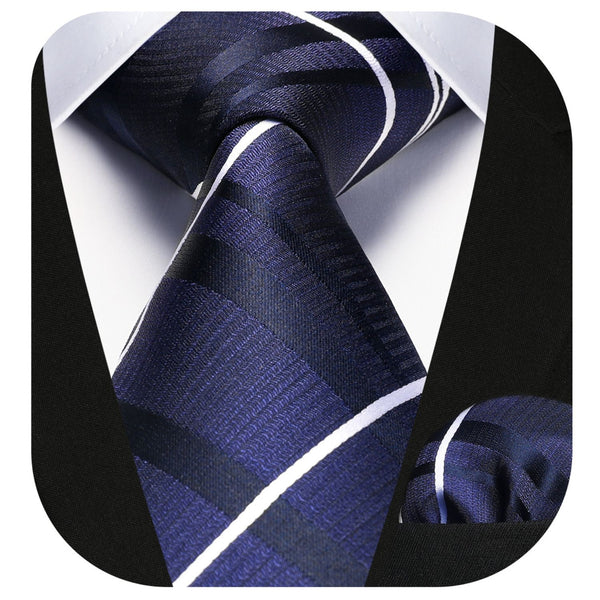 Plaid Tie Handkerchief Set - NAVY BLUE 1