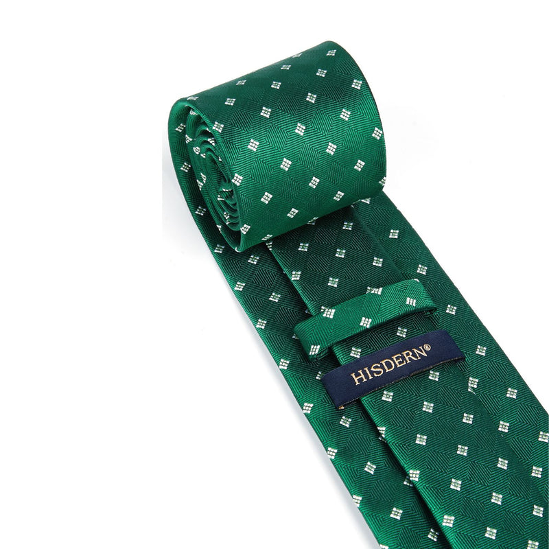 Men's Plaid Tie Handkerchief Set - C7-GREEN