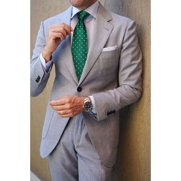 Men's Plaid Tie Handkerchief Set - C7-GREEN