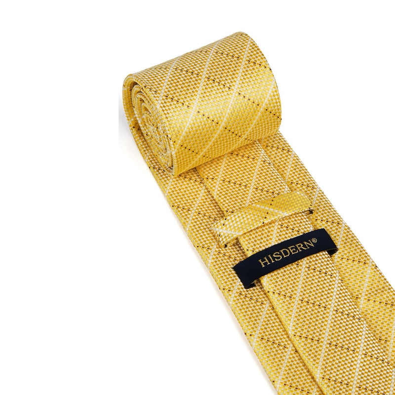 Men's Plaid Tie Handkerchief Set - C1-YELLOW