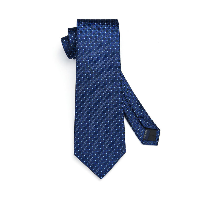 Men's Plaid Tie Handkerchief Set - C3- HOT PINK