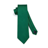 Men's Plaid Tie Handkerchief Cufflinks - 05-GREEN2