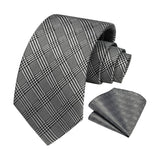 Men's Plaid Tie Handkerchief Set - A1-GRAY2