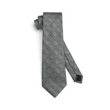 Men's Plaid Tie Handkerchief Set - A1-GRAY2