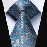Plaid Tie Handkerchief Set - BLUE