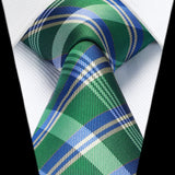 Men's Plaid Tie Handkerchief Set - E2-GREEN