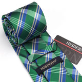 Men's Plaid Tie Handkerchief Set - E2-GREEN