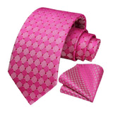 Men's Plaid Tie Handkerchief Set - F-02 PINK