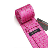 Men's Plaid Tie Handkerchief Set - F-02 PINK