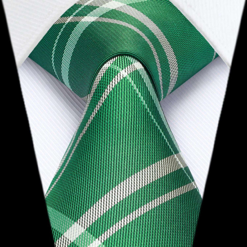 Men's Plaid Tie Handkerchief Set - B-GREEN 3