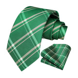 Men's Plaid Tie Handkerchief Set - B-GREEN 3