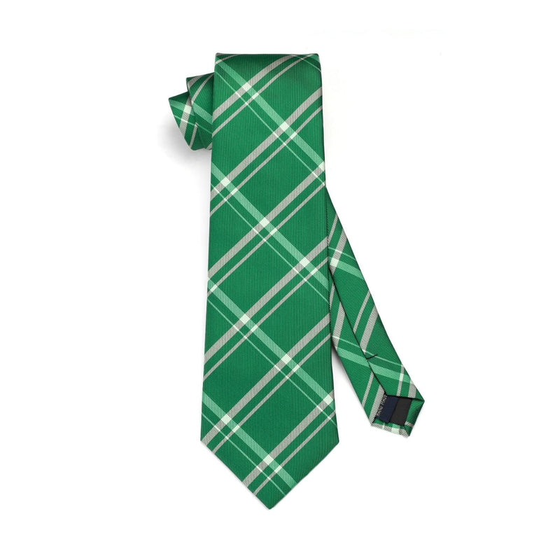 Men's Plaid Tie Handkerchief Set - B-GREEN 3