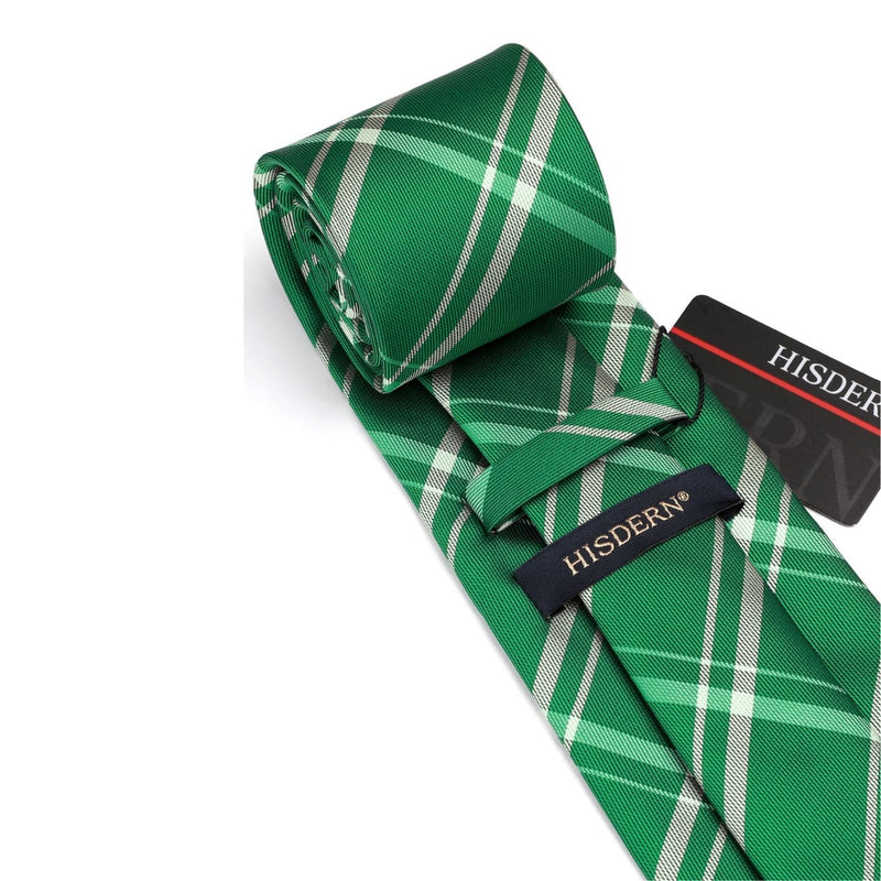 Men's Plaid Tie Handkerchief Set - B-GREEN 3