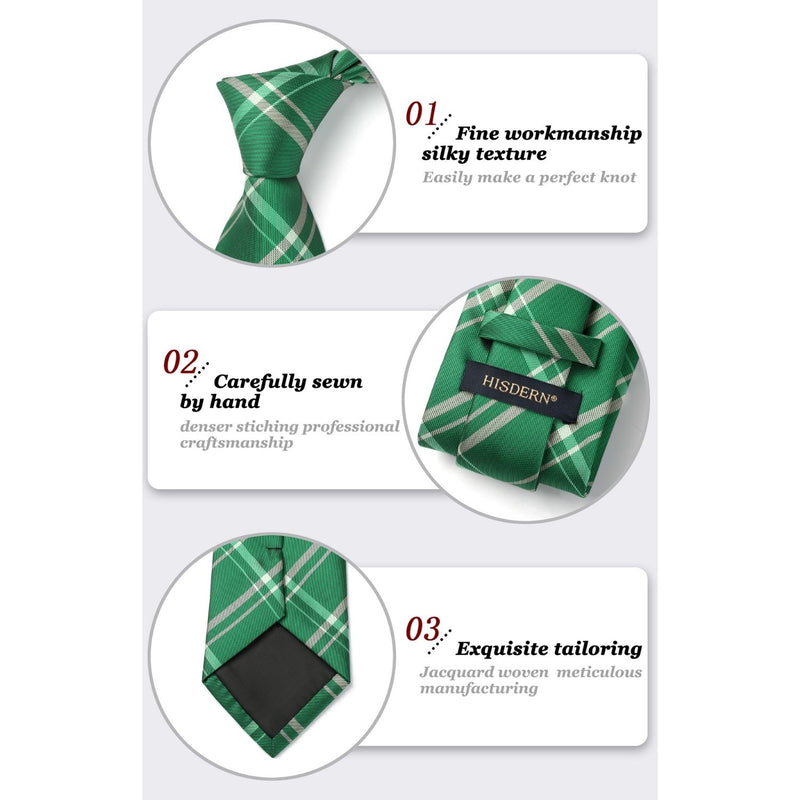 Men's Plaid Tie Handkerchief Set - B-GREEN 3