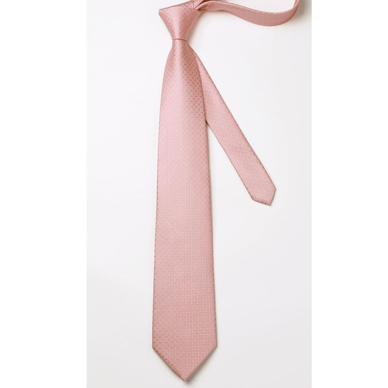 Men's Plaid Tie Handkerchief Set - C-BLUSH PINK