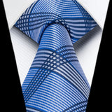 Men's Plaid Tie Handkerchief Set - D2-BLUE