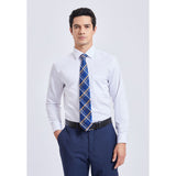 Men's Plaid Tie Handkerchief Set - D2-BLUE