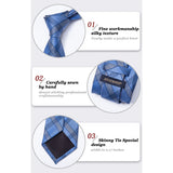 Men's Plaid Tie Handkerchief Set - D2-BLUE