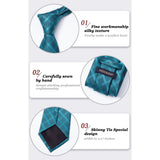 Men's Plaid Tie Handkerchief Set - A-TEAL