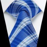 Men's Plaid Tie Handkerchief Set - D-BLUE2