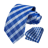 Men's Plaid Tie Handkerchief Set - D-BLUE2