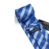 Men's Plaid Tie Handkerchief Set - D-BLUE2