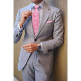 Men's Plaid Tie Handkerchief Set - B-PINK2