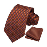 Men's Plaid Tie Handkerchief Set - B-ORANGE