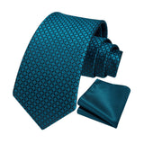 Men's Plaid Tie Handkerchief Set - A-TEAL2