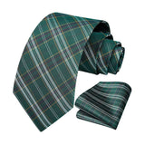 Men's Plaid Tie Handkerchief Set - B-GREEN 4