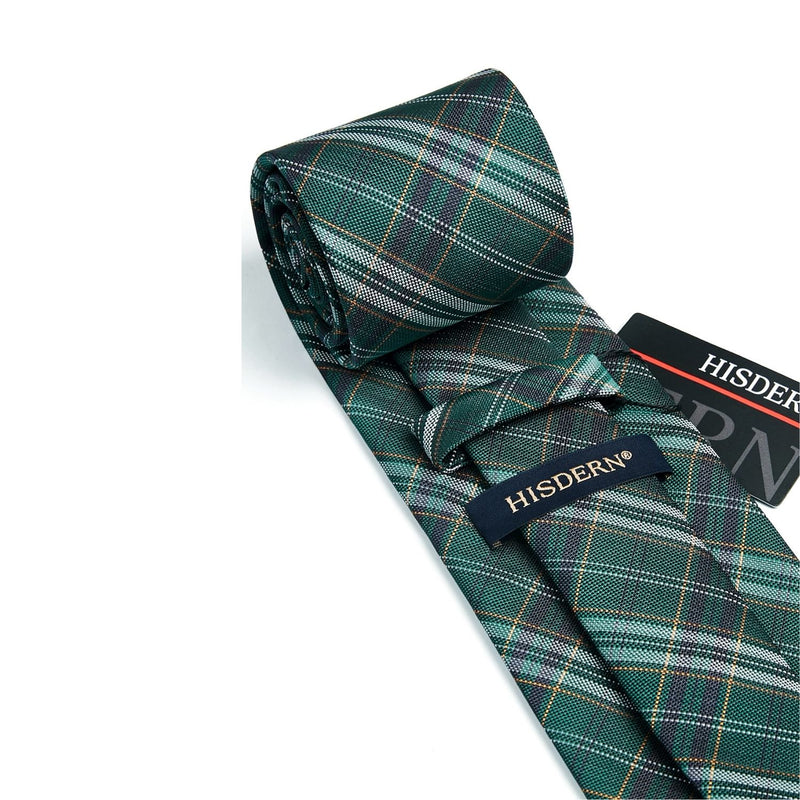 Men's Plaid Tie Handkerchief Set - B-GREEN 4