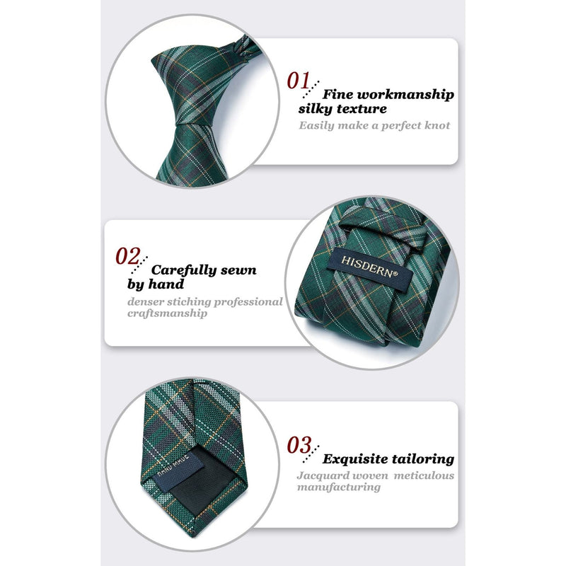 Men's Plaid Tie Handkerchief Set - B-GREEN 4