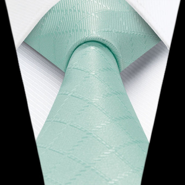 Men's Plaid Tie Handkerchief Set - E-04 AQUA