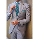 Hisdern Blue Plaid Wedding Accessories Set with Cufflinks