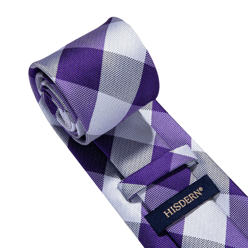 Plaid Tie Handkerchief Set - C-PURPLE