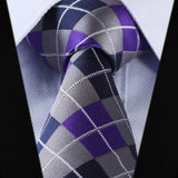 Plaid Tie Handkerchief Set - E-PURPLE/GRAY