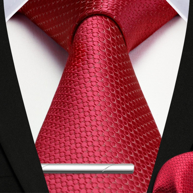 Houndstooth Tie Handkerchief Clip - Z-RED